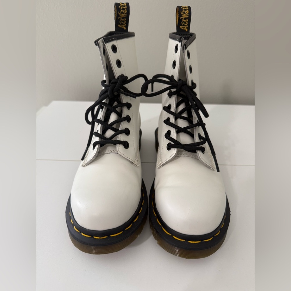 Dr Martens Womens 1460 White Lace-Up Boots